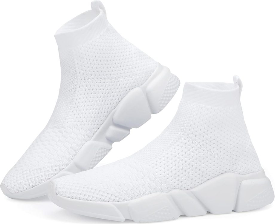 Walking Shoes for Men Lightweight High Top Sneakers Breathable Knit Athletic Running Shoes  Gym Sports Shoes