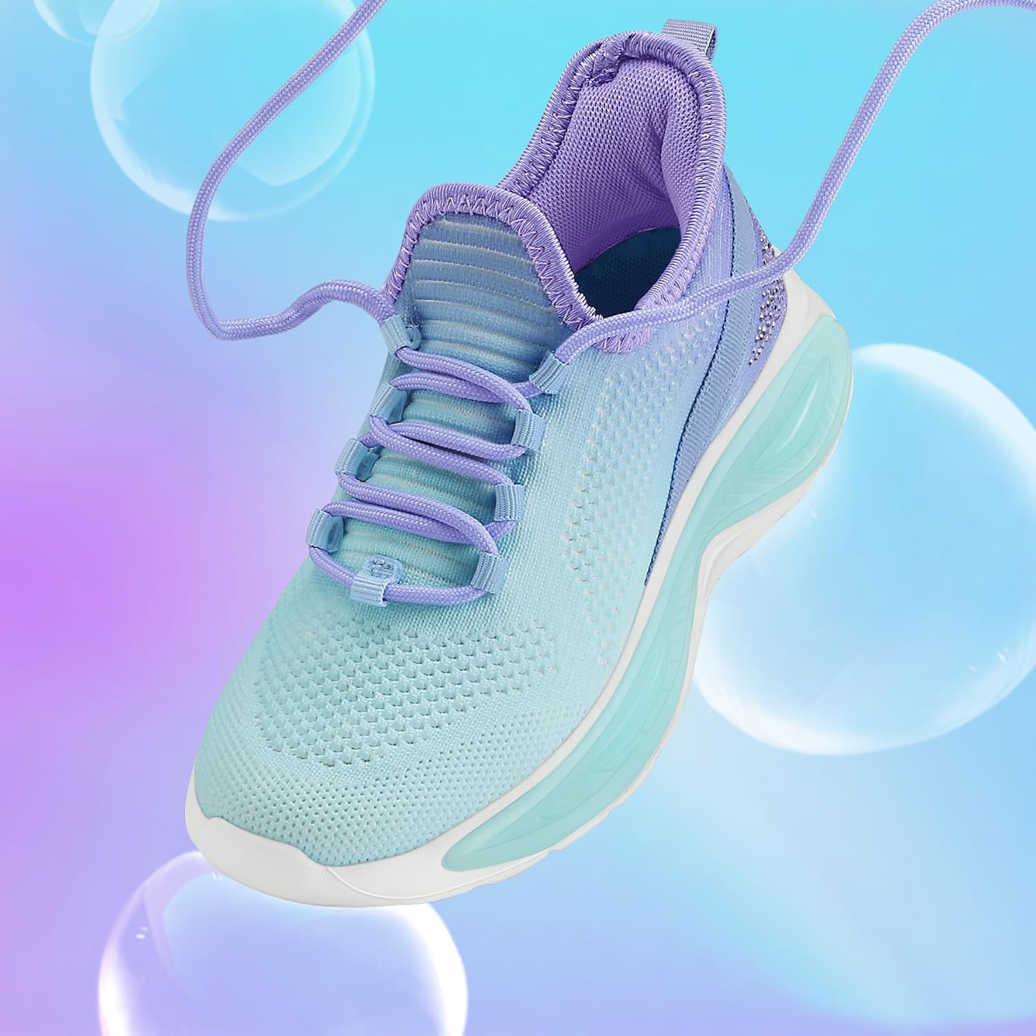 Girls Lightweight Sneakers Kids Lace-up Tennis Running Shoes, Breathable Walking Shoes for Toddler/Little Kid/Big Kid