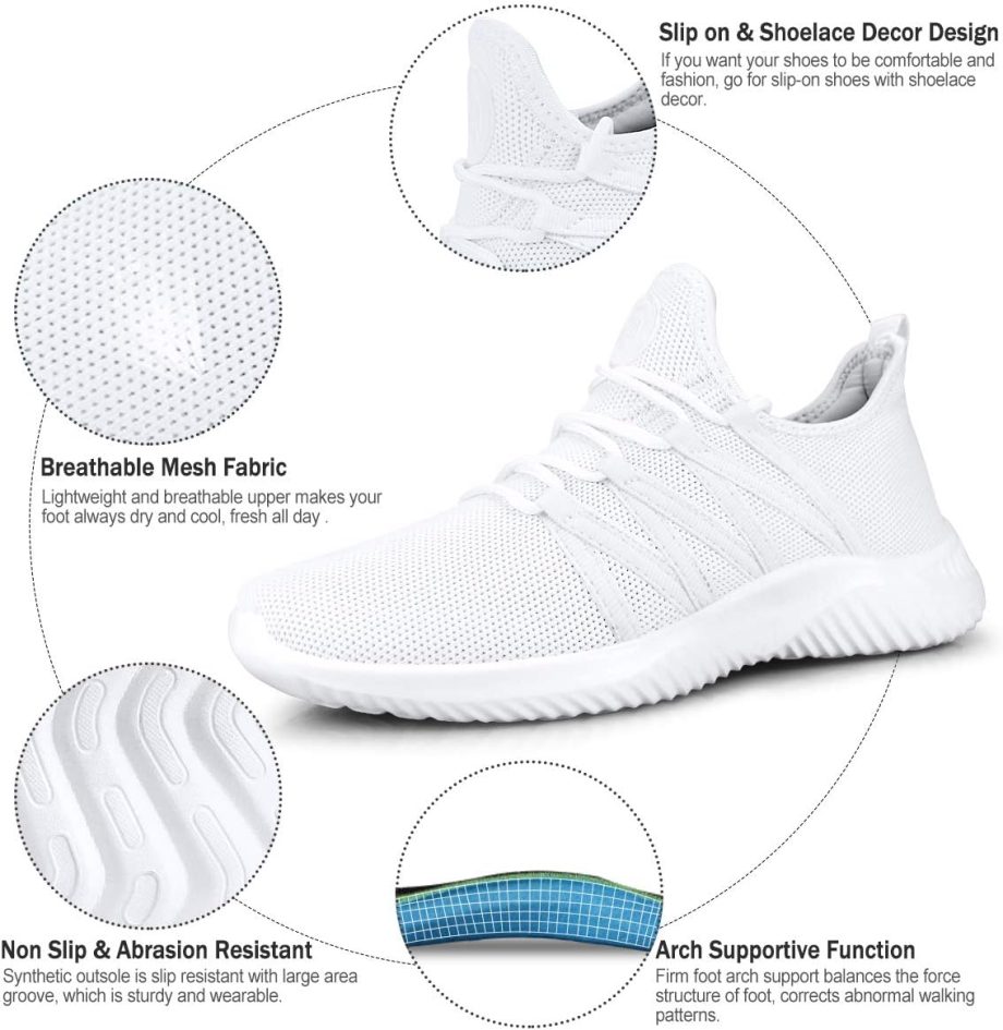 Women Slip On Running Shoes Non Slip Walking Shoes Lightweight Gym Workout Shoes Breathable Fashion Sneakers