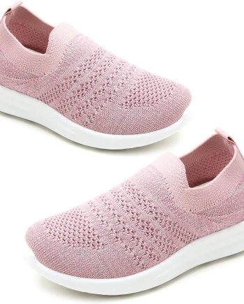 Kids Lightweight Slip On Running Shoes - Pink/Blue/Navy/Black Walking Shoes for Toddler/Little Kids/Big Kids