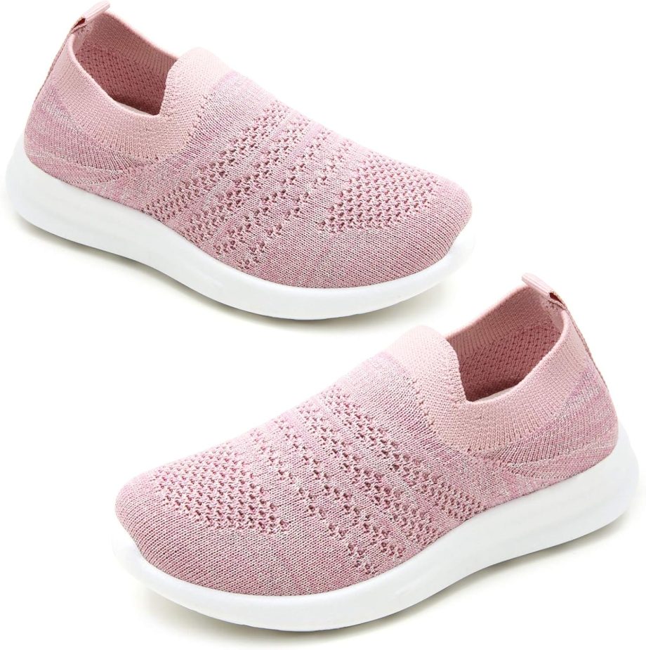 Kids Lightweight Slip On Running Shoes - Pink/Blue/Navy/Black Walking Shoes for Toddler/Little Kids/Big Kids