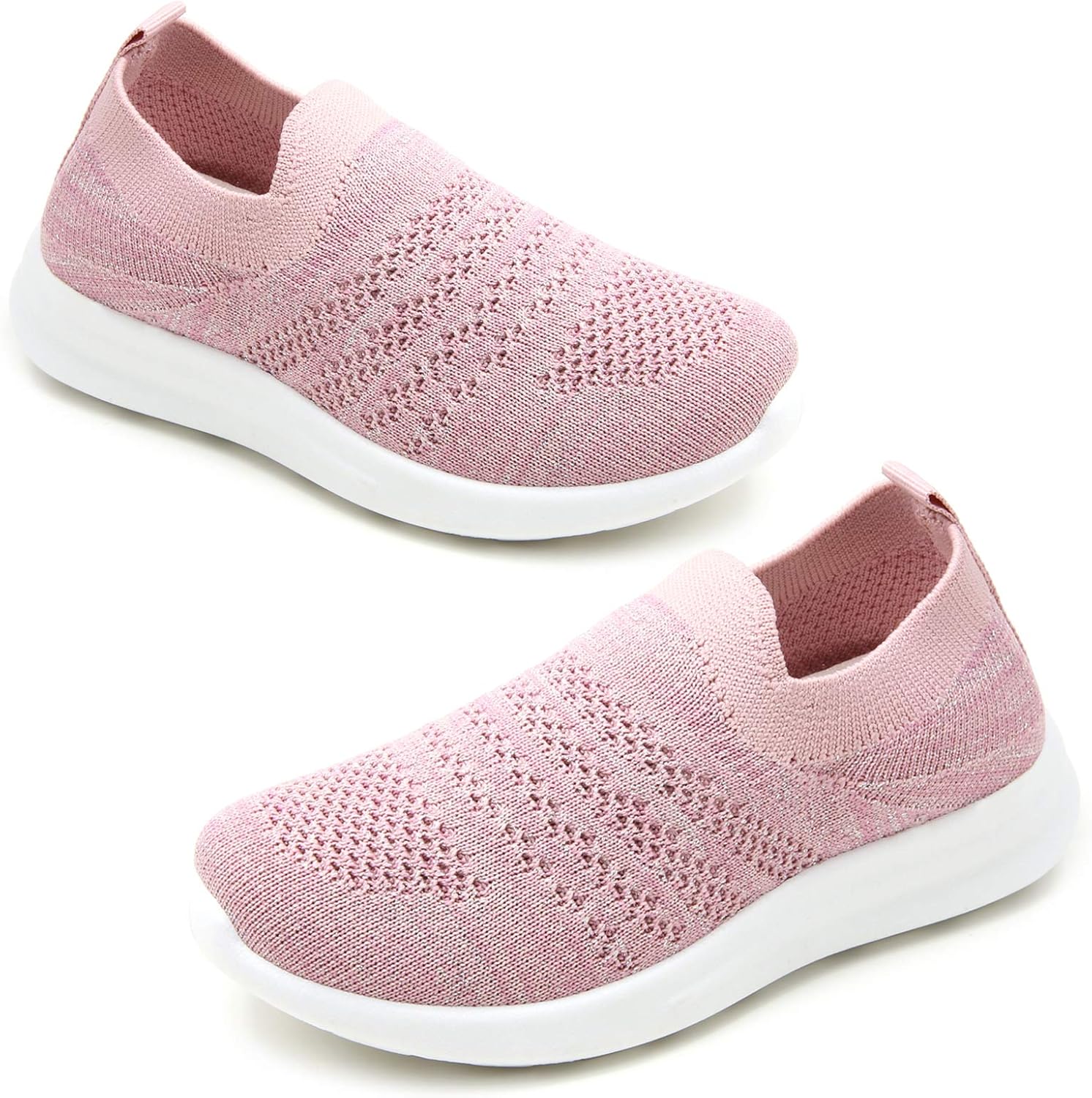 Kids Lightweight Slip On Running Shoes - Pink/Blue/Navy/Black Walking Shoes for Toddler/Little Kids/Big Kids